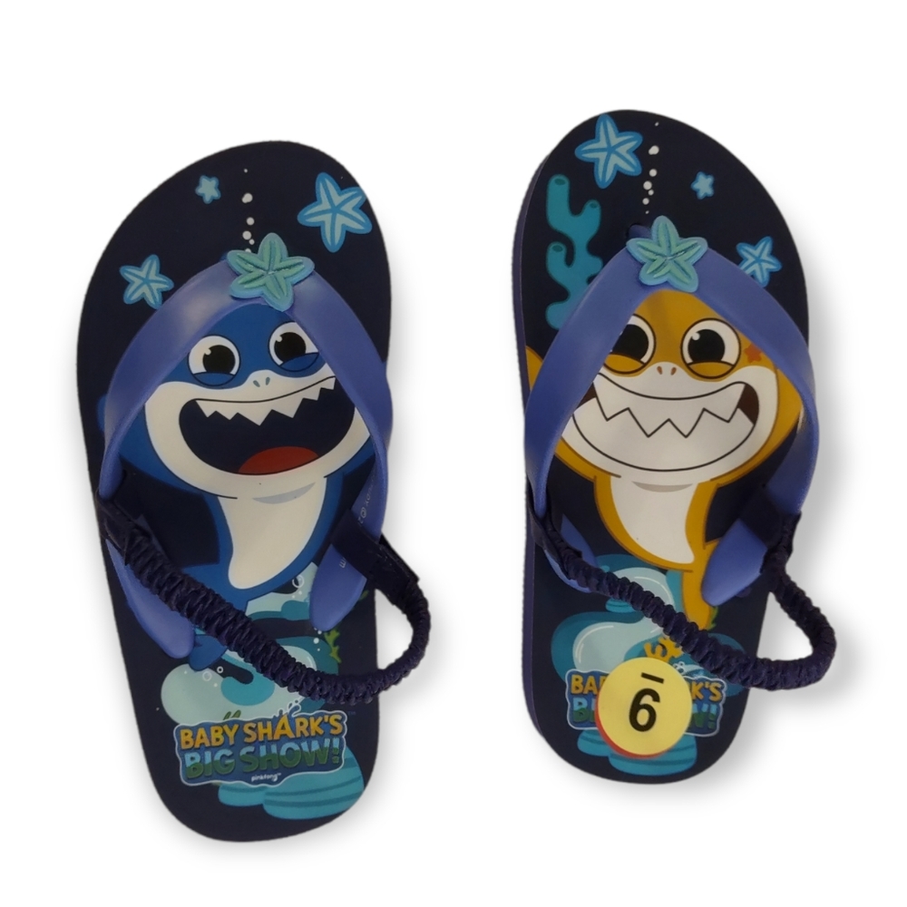 Baby Shark Boys' Flip Flop Strap Sandals - Blue/Multi, Size 9